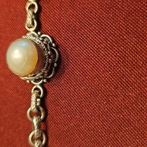 Ornate Sterling Silver Pearl Bracelet
